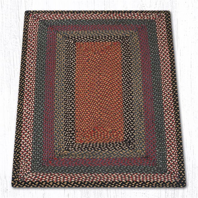 Burgundy/Blue/Gray Rectangular Braided Rug 3'x5' Thumbnail