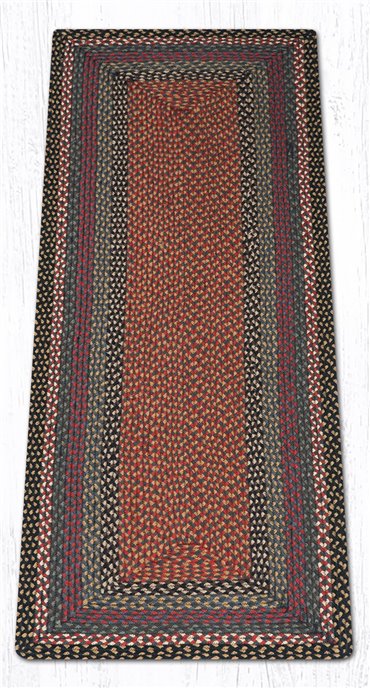 Burgundy/Blue/Gray Rectangular Braided Rug 2'x6' Thumbnail