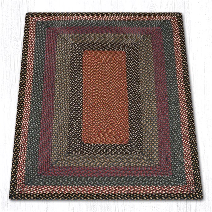 Burgundy/Blue/Gray Rectangular Braided Rug 4'x6' Thumbnail