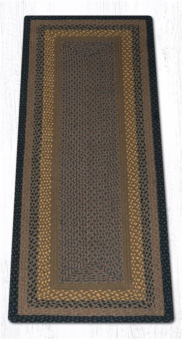 Brown/Black/Charcoal Rectangular Braided Rug 2'x6' Thumbnail