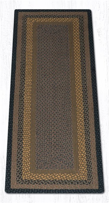 Brown/Black/Charcoal Rectangular Braided Rug 2'x6' Thumbnail