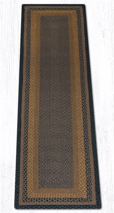 Brown/Black/Charcoal Rectangular Braided Rug 2'x8' Thumbnail