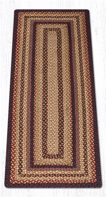 Black Cherry/Chocolate/Cream Rectangular Braided Rug 27"x45" Thumbnail