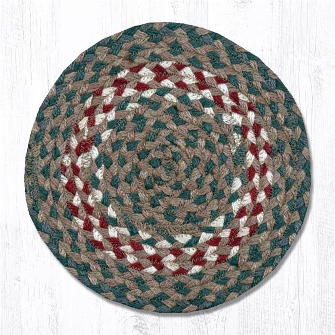 Green/Burgundy Round Braided Swatch 10"x10" Thumbnail