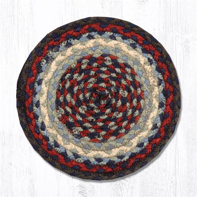 Blue/Burgundy Round Braided Swatch 10"x10" Thumbnail