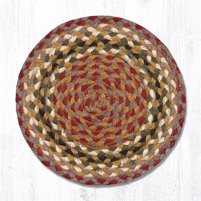 Olive/Burgundy/Gray Round Braided Swatch 10"x10" Thumbnail