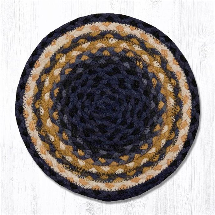 Lt. Blue/Dk. Blue/Mustard Round Braided Swatch 10"x10" Thumbnail