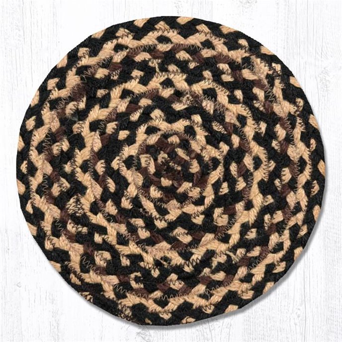 Ebony/Ivory/Chocolate Round Braided Swatch 10"x10" Thumbnail