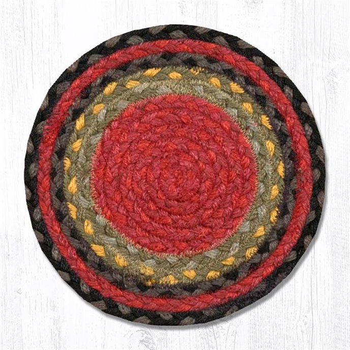 Burgundy/Olive/Charcoal Round Braided Swatch 10"x10" Thumbnail