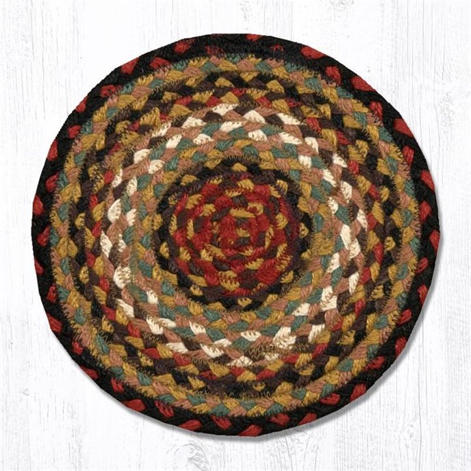 Burgundy/Mustard/Black Round Braided Swatch 10"x10" Thumbnail