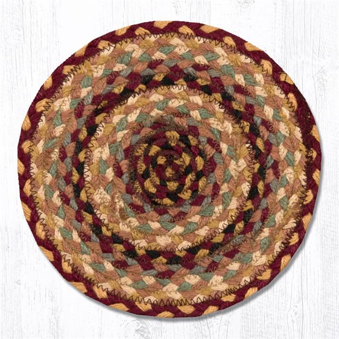 Burgundy/Gray/Cream/Mustard Round Braided Swatch 10"x10" Thumbnail