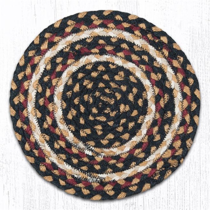 Burgundy/Black/Dijon Round Braided Swatch 10"x10" Thumbnail