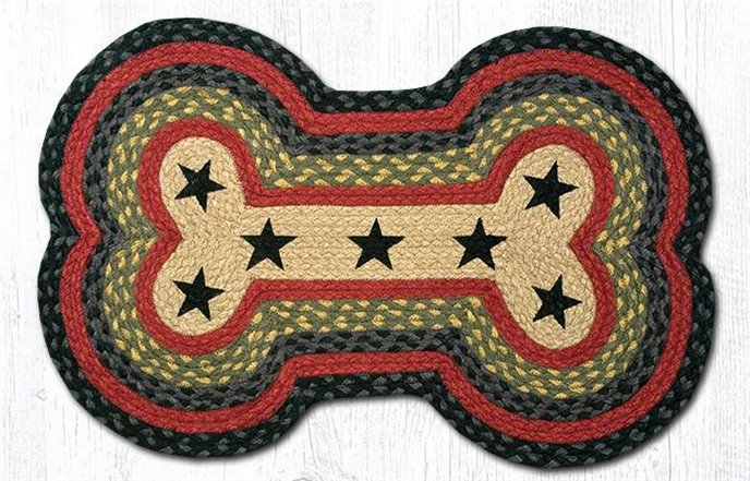 Black Stars Braided Dog Bone Shaped Rug 18"x28" Thumbnail