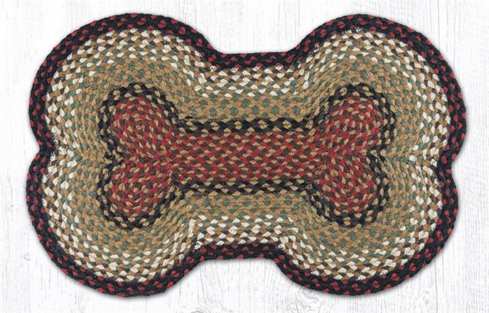 Burgundy/Mustard Large Braided Dog Bone Shaped Rug 18"x28" Thumbnail