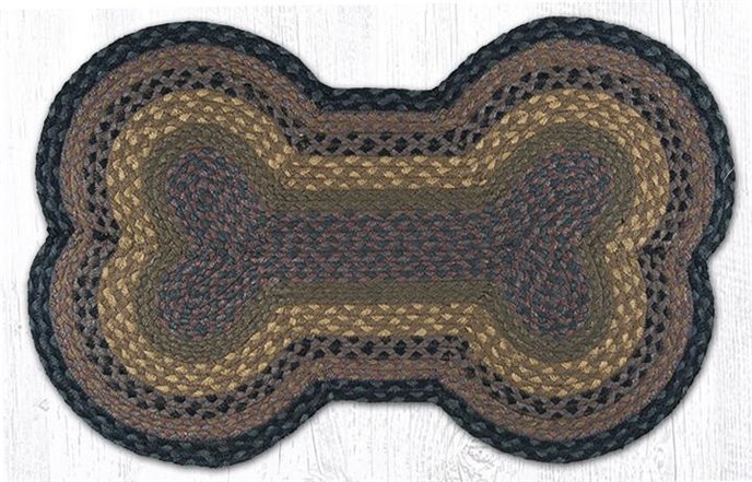 Brown/Black/Charcoal Large Braided Dog Bone Shaped Rug 18"x28" Thumbnail