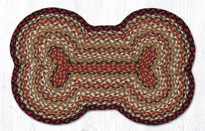 Burgundy/Mustard/Ivory Large Braided Dog Bone Shaped Rug 18"x28" Thumbnail