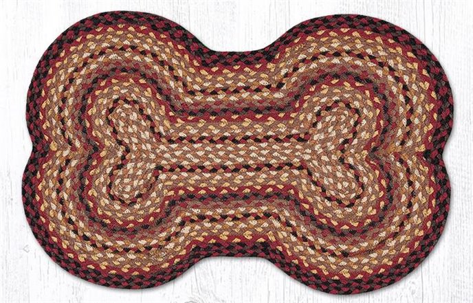 Black Cherry/Chocolate/Cream Large Braided Dog Bone Shaped Rug 18"x28" Thumbnail