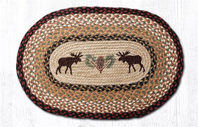Moose/Pinecone Oval Braided Rug 20"x30" Thumbnail