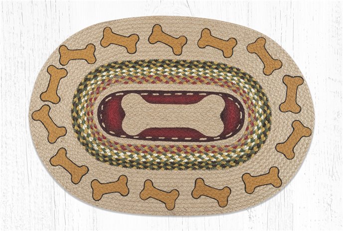 Dog Bones Oval Braided Rug 20"x30" Thumbnail