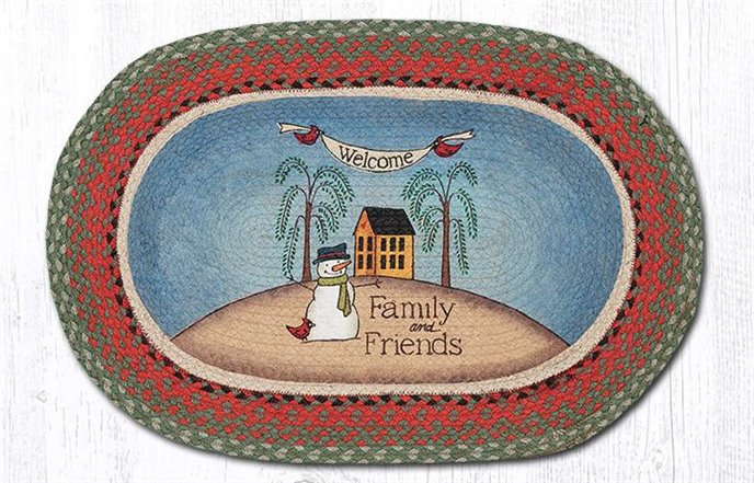Welcome Family & Friends Oval Braided Rug 20"x30" Thumbnail