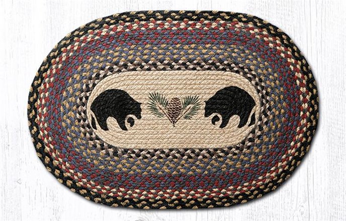 Black Bears Oval Braided Rug 20"x30" Thumbnail