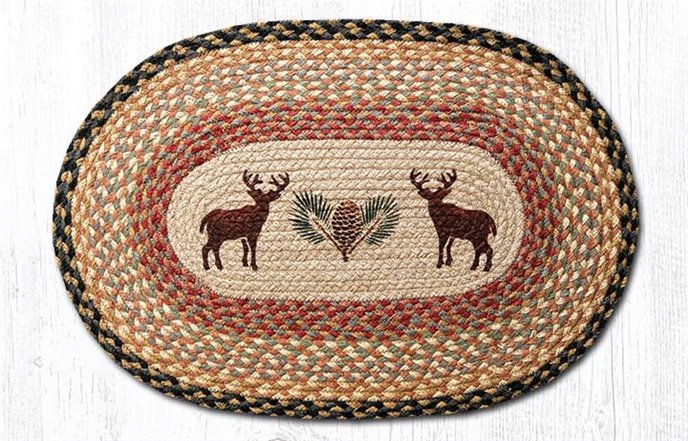 Deer/Pinecone Oval Braided Rug 20"x30" Thumbnail