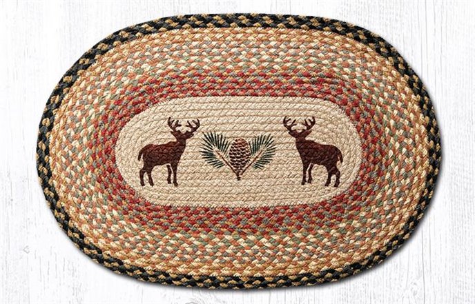 Deer/Pinecone Oval Braided Rug 20"x30" Thumbnail