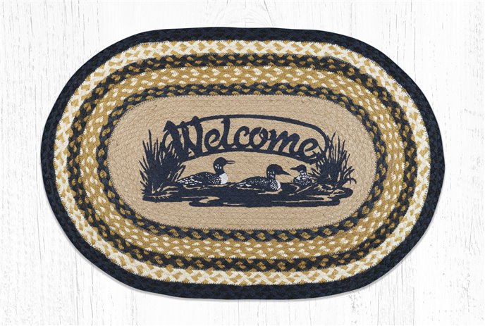 Welcome Loons Oval Braided Rug 20"x30" Thumbnail