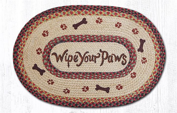 Wipe Your Paws Oval Braided Rug 20"x30" Thumbnail