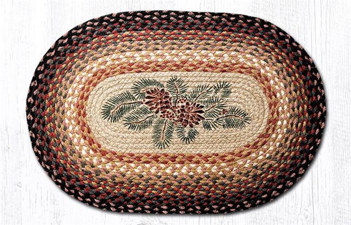 Pinecone Red Berry Oval Braided Rug 20"x30" Thumbnail