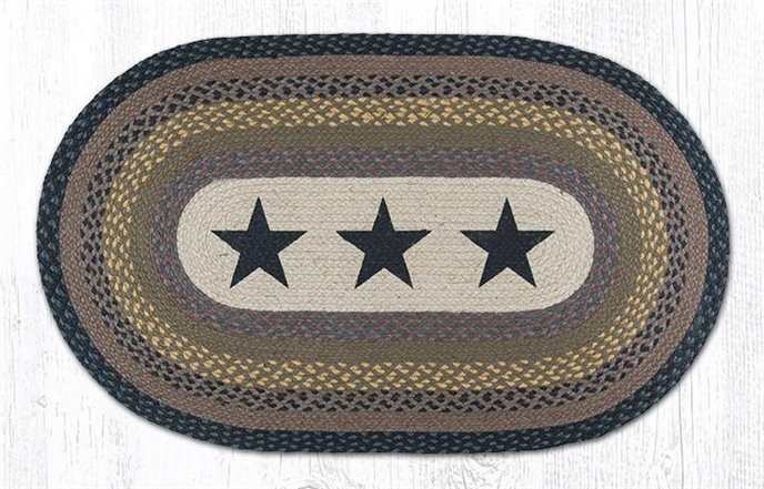 Black Stars Oval Braided Rug 27"x45" Thumbnail