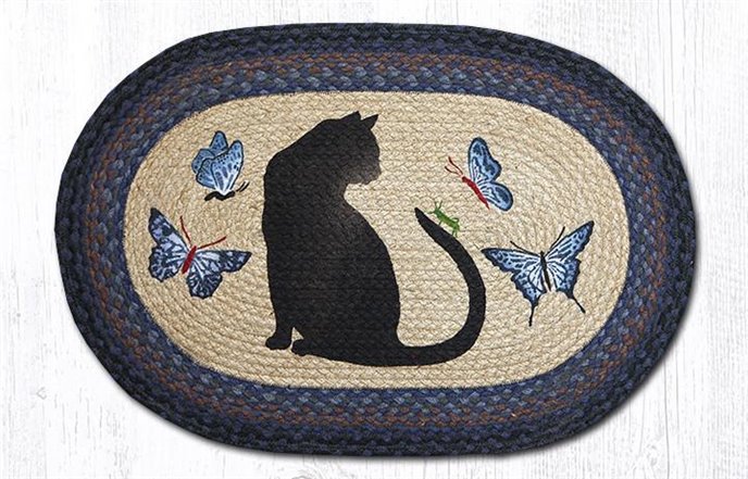 Cat/Grasshopper Oval Braided Rug 20"x30" Thumbnail