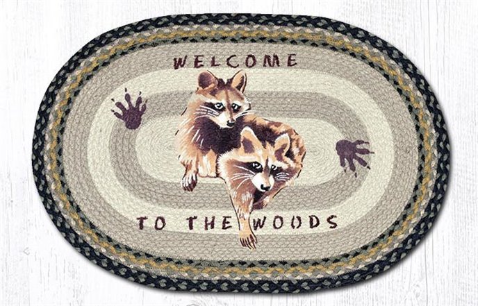 Raccoon Welcome Oval Braided Rug 20"x30" Thumbnail