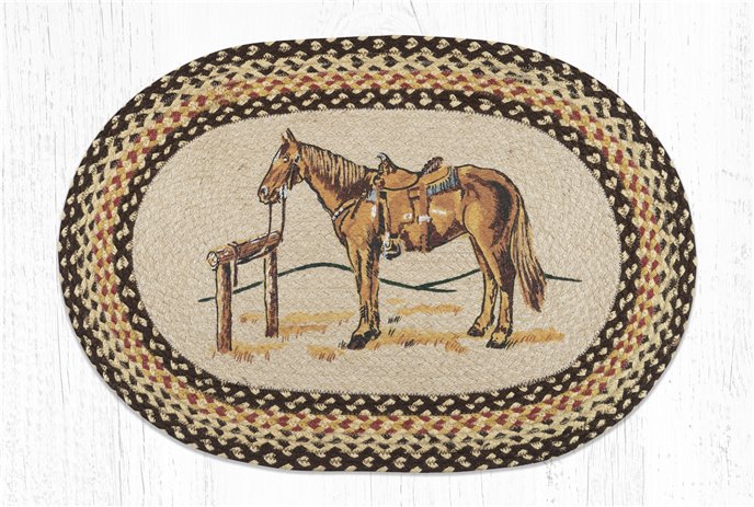 Horse Oval Braided Rug 20"x30" Thumbnail