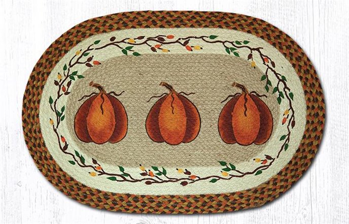 Harvest Pumpkin Oval Braided Rug 20"x30" Thumbnail