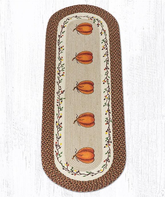 Harvest Pumpkin Oval Braided Rug 27"x45" Thumbnail