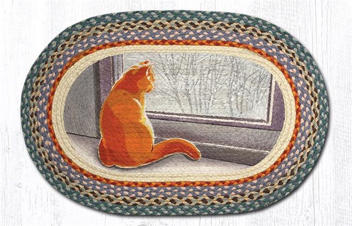 Winter Cat Oval Braided Rug 20"x30" Thumbnail