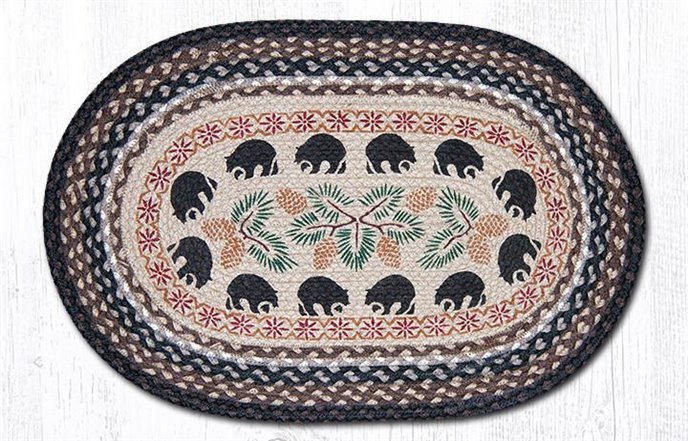 Black Bears Oval Braided Rug 20"x30" Thumbnail