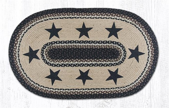 Black Stars Oval Braided Rug 27"x45" Thumbnail