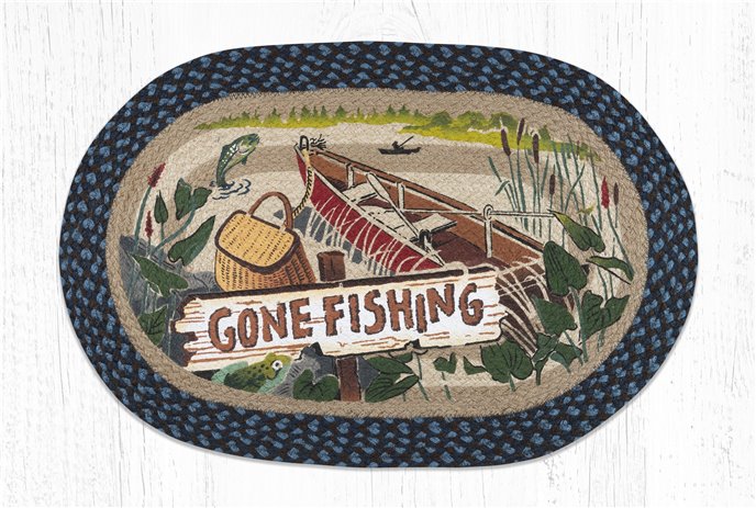 Gone Fishing Oval Braided Rug 20"x30" Thumbnail