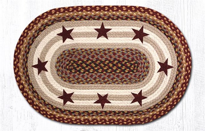 Burgundy Stars Oval Braided Rug 20"x30" Thumbnail