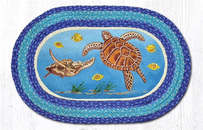 Sea Turtle Oval Braided Rug 20"x30" Thumbnail