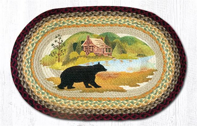 Cabin Bear Oval Braided Rug 20"x30" Thumbnail