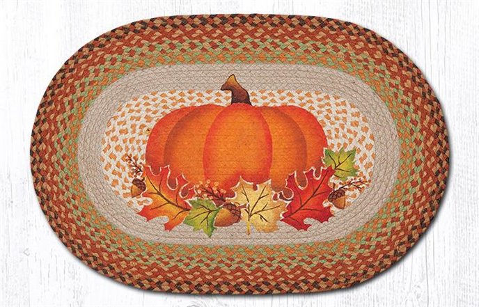 Pumpkin Leaf Oval Braided Rug 20"x30" Thumbnail