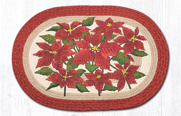 Poinsettia Oval Braided Rug 20"x30" Thumbnail