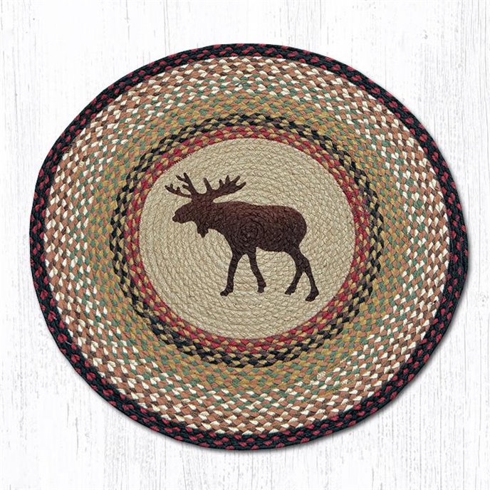 Moose Round Braided Rug 27"x27" Thumbnail