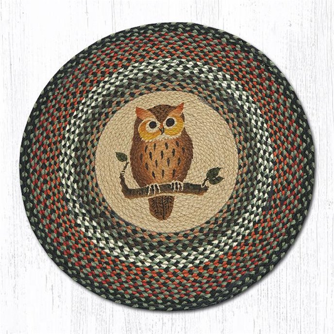Owl Round Braided Rug 27"x27" Thumbnail