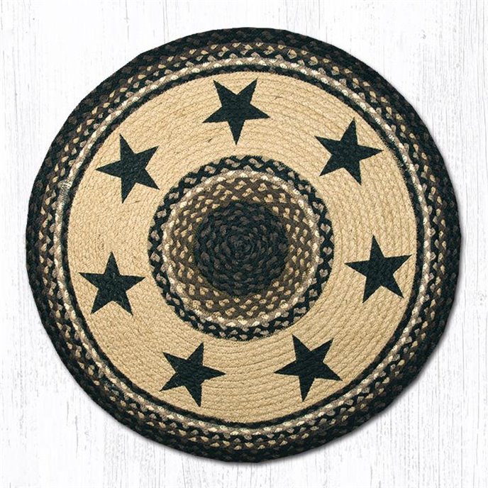 Black Stars Round Braided Rug 27"x27" Thumbnail