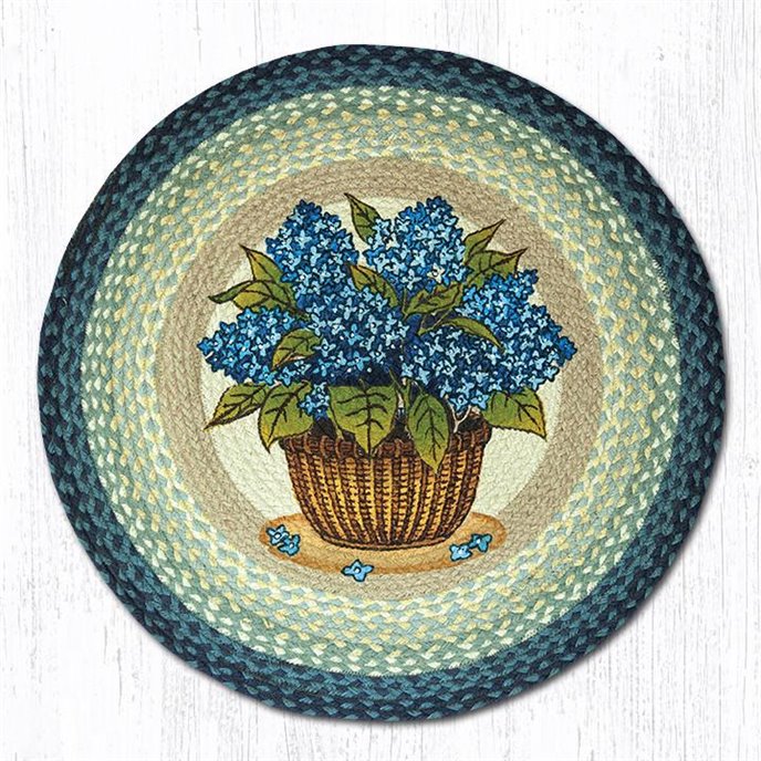 Blue Hydrangea Round Braided Rug 27"x27" Thumbnail