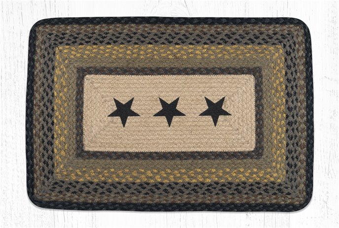 Black Stars Rectangular Braided Rug 20"x30" Thumbnail